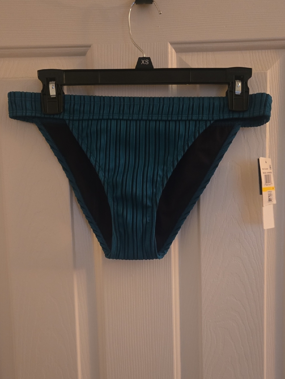 Salt + Cove Teal Ribbed Swim Bottoms with Black Panels
